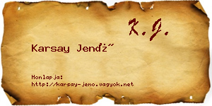 Karsay Jenő névjegykártya